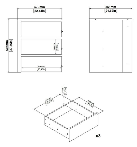 Cassettiera moderna bianca 57x69h cm - Giacarta