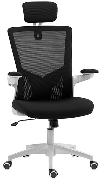 HOMCOM Sedia da ufficio ergonomica, poltrona da ufficio, braccioli ribaltabili, supporto lombare, poggiatesta, 60x63x120cm, nero | Aosom Italy