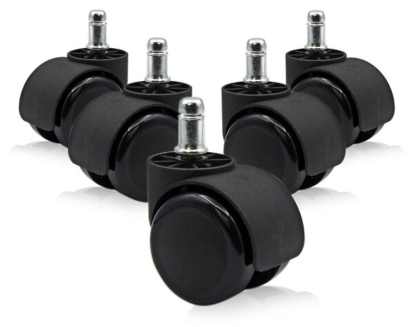 Set di 5 ruote girevoli in gomma per sedie da ufficio e gaming, con capacità di carico fino a 150 kg, diametro 11 mm - (10 set)