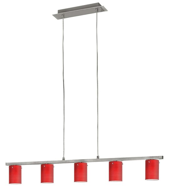 Elegante lampada a sospensione con paralume in vetro rosso