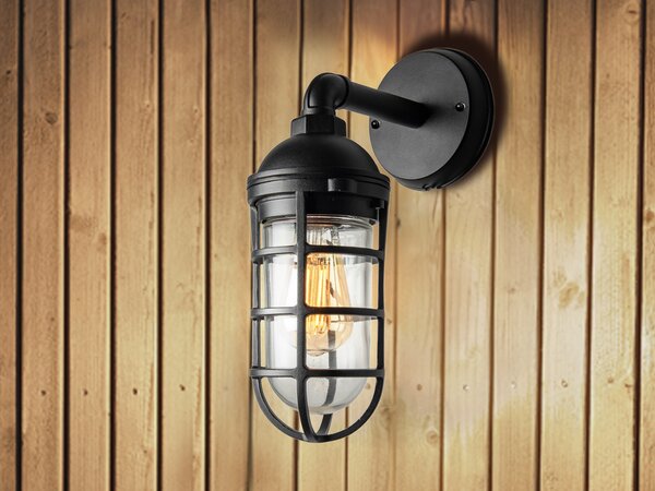 Konstsmide 7355-750 Lampada da parete Olbia. E27 con vetro trasparente nero