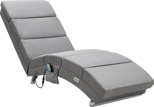 CASARIA® Poltrona Chaise Longue Funzione Massaggiante e Termica 186x89x55cm Lettino Relax Sdraio Ergonomico in Tessuto Imbottito Portata 180 kg Soggiorno Ufficio Interno Reclinabile Lettura