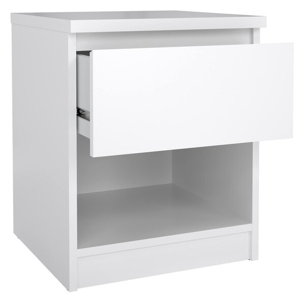 Comodino 1 cassetto bianco lucido 40x40x49h cm - Scolastica