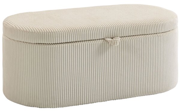 HOMCOM Pouf contenitore, rivestimento in cord con seduta imbottita, panca a fine letto, 105 x 51 x 49 cm, Beige | Aosom Italy