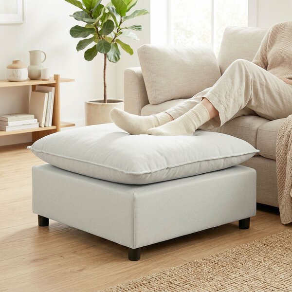 HOMCOM Poggiapiedi salotto quadrato, ottomano con piedi in plastica, pouf salotto per camera da letto, ingresso, 75x75x40 cm, grigio | Aosom Italy