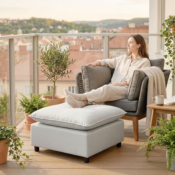 HOMCOM Poggiapiedi salotto quadrato, ottomano con piedi in plastica, pouf salotto per camera da letto, ingresso, 75x75x40 cm, grigio | Aosom Italy