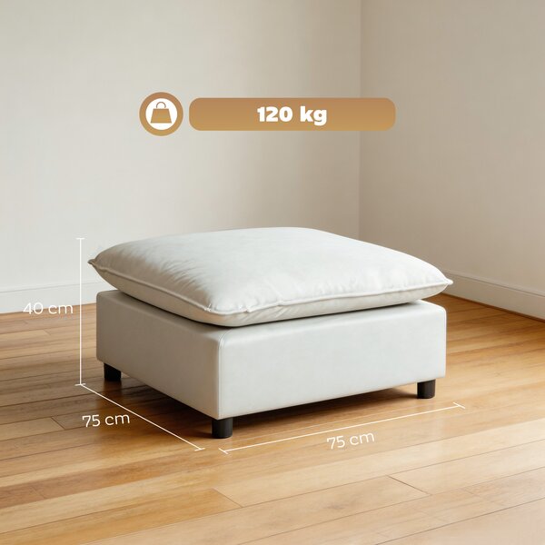 HOMCOM Poggiapiedi salotto quadrato, ottomano con piedi in plastica, pouf salotto per camera da letto, ingresso, 75x75x40 cm, grigio | Aosom Italy