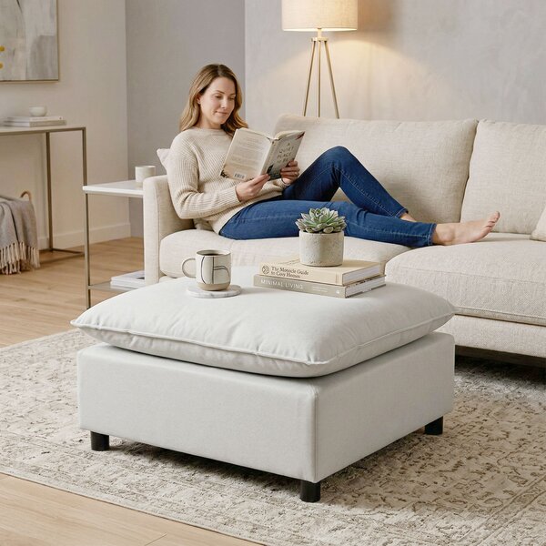 HOMCOM Poggiapiedi salotto quadrato, ottomano con piedi in plastica, pouf salotto per camera da letto, ingresso, 75x75x40 cm, grigio | Aosom Italy
