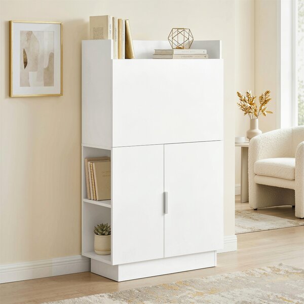 HOMCOM Scrivania per computer pieghevole, scrivania per PC con piano ribaltabile, ripiani e armadietto, 80 x 30 x 128 cm, bianco | Aosom Italy