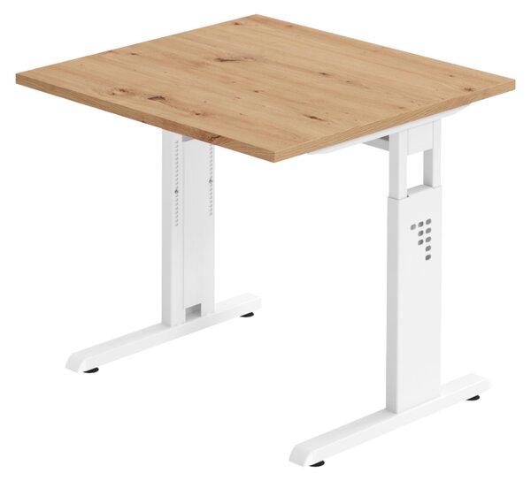 Bümö Scrivania Serie-O - Decorazione: rovere nodoso, dimensioni: 80 x 80 cm, struttura: bianco