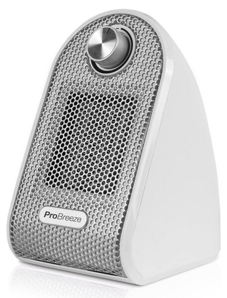 Piccolo riscaldatore ceramico da 500W per scrivania, colore bianco