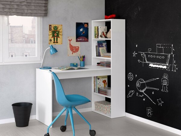 Scrivania salvaspazio bianca 120x53cm con libreria - Ali