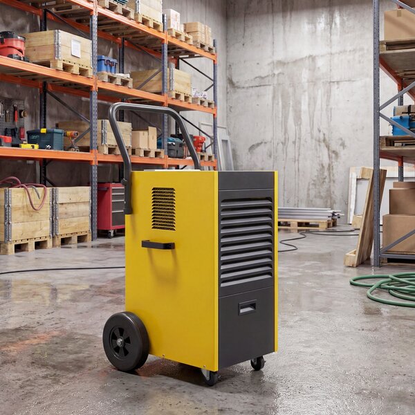 DURHAND Deumidificatore professionale 70 L/giorno con ruote e maniglia, tubo di scarico continuo, timer 24 ore, serbatoio 5,5 L, giallo | Aosom Italy