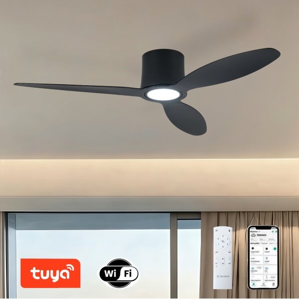 ZEVENTI - Ventilatore da soffitto LED VENTORA LED/24W/230V Wi-Fi Tuya nero + telecomando