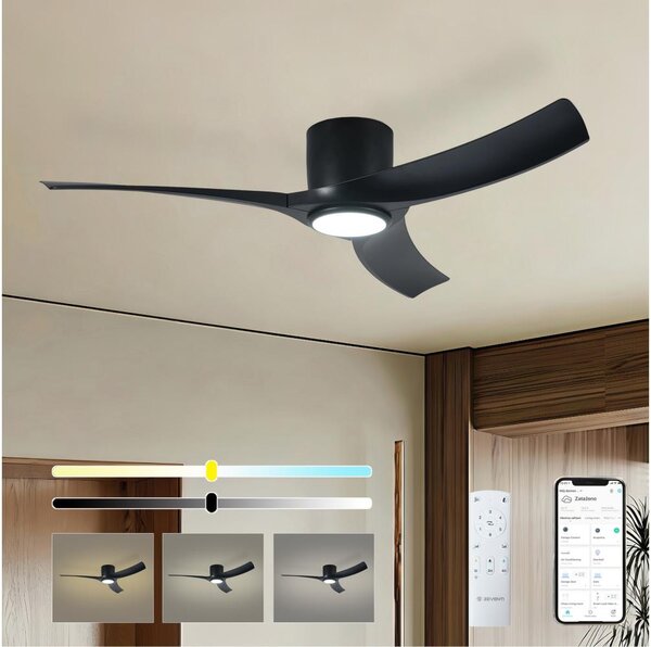 ZEVENTI - Ventilatore da soffitto LED ORBITO LED/24W/230V Wi-Fi Tuya nero + telecomando