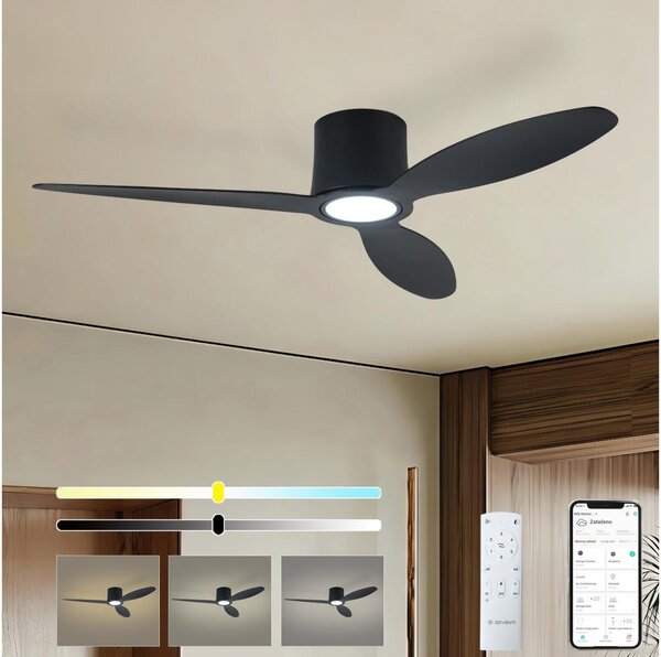ZEVENTI - Ventilatore da soffitto LED VENTORA LED/24W/230V Wi-Fi Tuya nero + telecomando