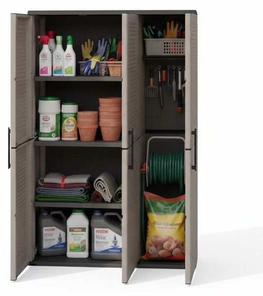Armadio esterno classico 3 ante grigio e nero 102x163h cm - Amordel