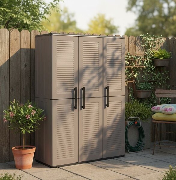 Armadio esterno classico 3 ante grigio e nero 102x163h cm - Amordel