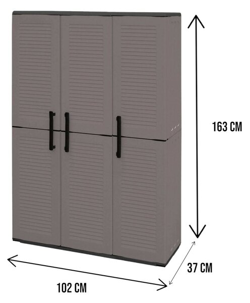 Armadio esterno classico 3 ante grigio e nero 102x163h cm - Amordel