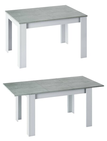 Tavolo allungabile minimal 6-8 posti 140/190x90cm cemento e bianco - Abudula