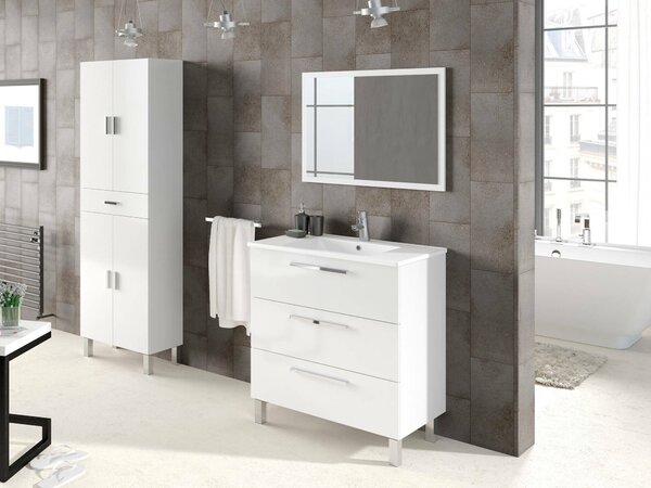 Armadio bianco lucido bagno 60x182h cm - Amiga