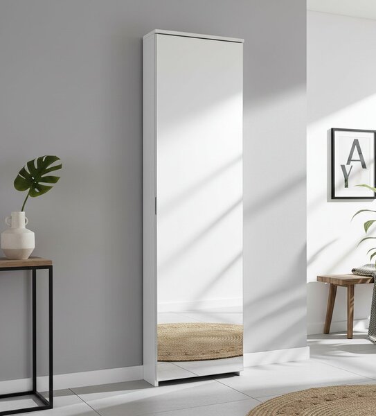 Scarpiera 10 paia bianca 50x178h cm con specchio - Amonature