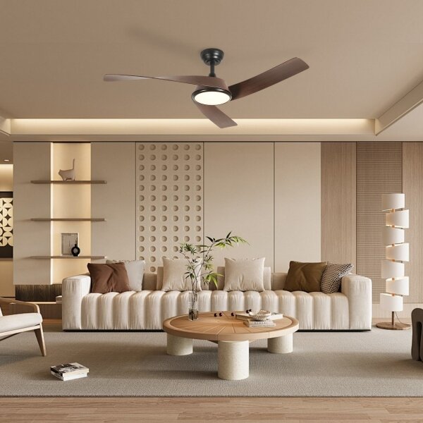 ZEVENTI - Ventilatore da soffitto LED AERYS LED/24W/230V Wi-Fi Tuya nero/noce + telecomando