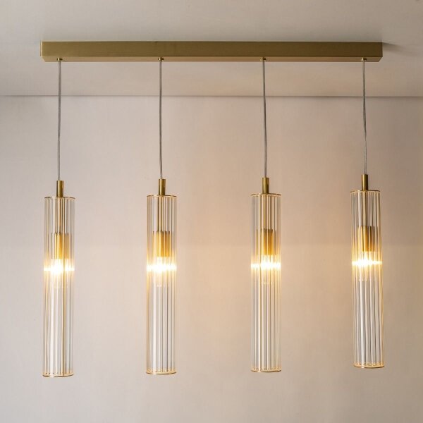 Zuma Line 1222 - Lampadario a sospensione ARIA su cavo, 4xE14/7W/230V, oro