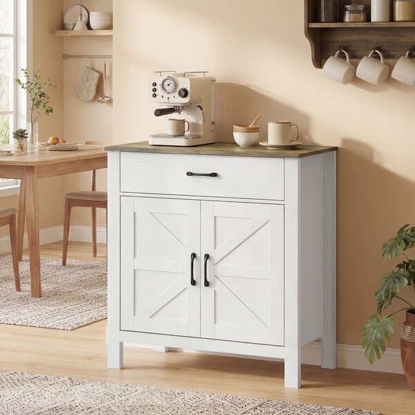 HOMCOM Credenza buffet, mobile cucina in stile country con ante scorrevoli e ripiano regolabile, Bianco | Aosom Italy