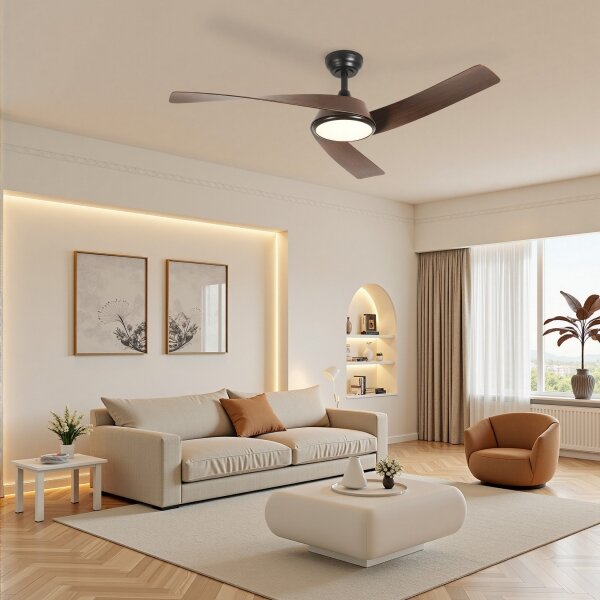 ZEVENTI - Ventilatore da soffitto LED AERYS LED/24W/230V Wi-Fi Tuya nero/noce + telecomando