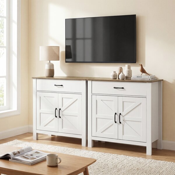 HOMCOM Credenza buffet, mobile cucina in stile country con ante scorrevoli e ripiano regolabile, Bianco | Aosom Italy