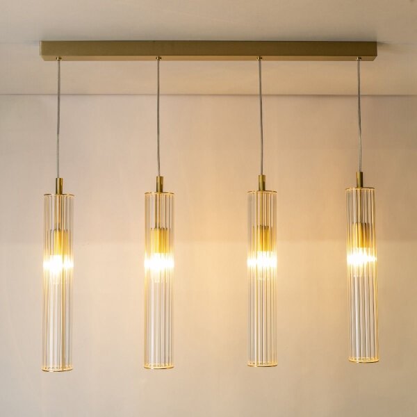 Zuma Line 1222 - Lampadario a sospensione ARIA su cavo, 4xE14/7W/230V, oro
