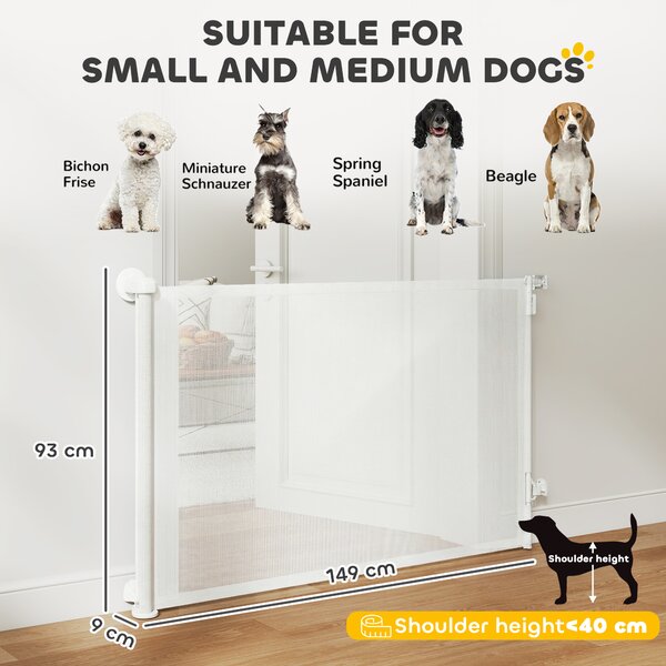 PawHut Cancello di sicurezza estensibile 0-140 cm con apertura ad una mano per animali, per scale e porte, Bianco | Aosom Italy
