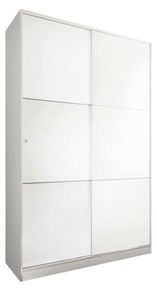Armadio Guardaroba 2 Ante Scorrevoli 120x50x200h cm Bianco lucido Salvaspazio in Legno con Appendiabiti e 4 Ripiani Regolabili – Adrenalin