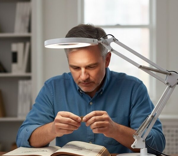 Lampada da tavolo LED dimmerabile con lente d'ingrandimento 2 in 1 AURIQ LOUPE LED/10W/5V 3000/4000/6500K bianca
