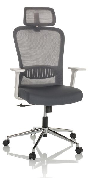 Sedia da ufficio BELAIA W, rivestita in tessuto, colore grigio, con supporto lombare regolabile in altezza