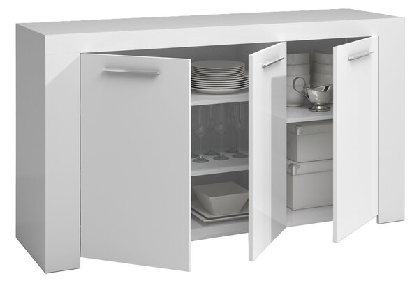 Credenza bianca 144x42x80h cm 3 ante - Amaculi