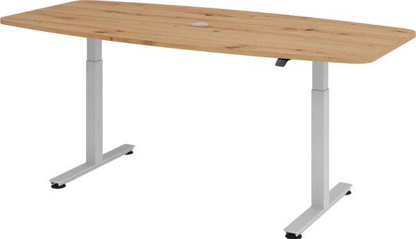 Tavolo da conferenza bümö elettrico XMST22 - struttura: argento, decorazione: rovere nodoso