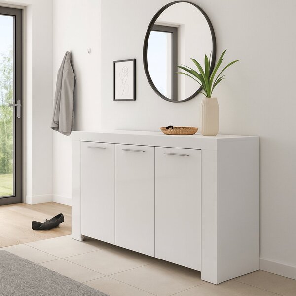 Credenza bianca 144x42x80h cm 3 ante - Amaculi