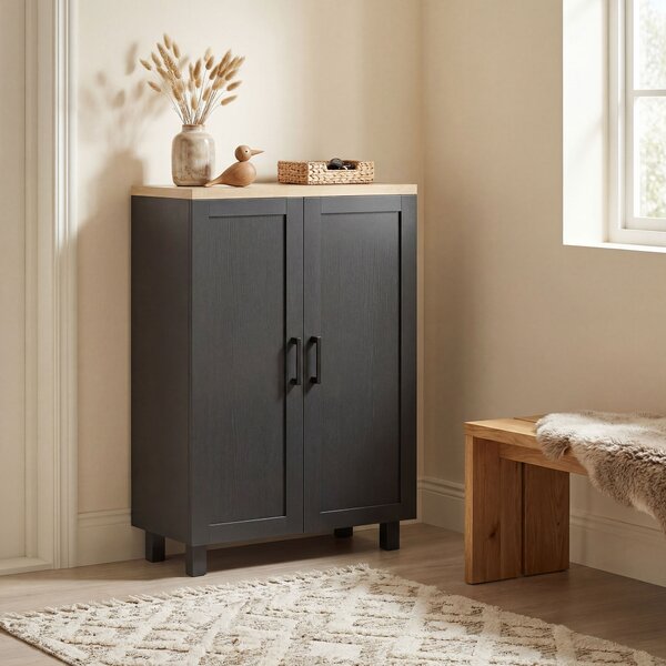 HOMCOM Credenza da Soggiorno Stretta a 2 Ante Armadio Cucina con Ripiano Regolabile per Ingresso 60x30x90 cm Nero | Aosom Italy