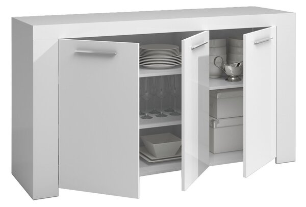 Credenza bianca 144x42x80h cm 3 ante - Amaculi