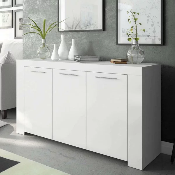 Credenza bianca 144x42x80h cm 3 ante - Amaculi