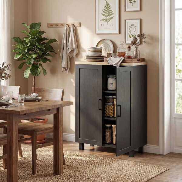 HOMCOM Credenza da Soggiorno Stretta a 2 Ante Armadio Cucina con Ripiano Regolabile per Ingresso 60x30x90 cm Nero | Aosom Italy