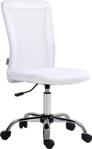 Vinsetto Sedia ergonomica per ufficio regolabile in altezza base cromata girevole a 360° imbottitura in rete bianca