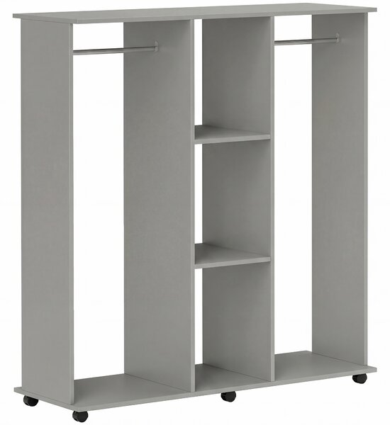 HOMCOM Armadio appendiabiti mobile contenitore 6 ruote 120 x 40 x 128 cm in legno grigio | Aosom Italy