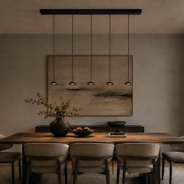 S.luce Santa Air LED tavolo da pranzo lampada a sospensione 5 luci fascio 160cm nero 5 luci semicircolari