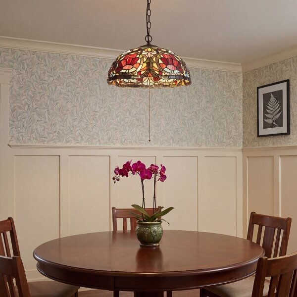 Quoizel QZ-LARISSA-P - Lampadario a catena Tiffany LARISSA 3xE27/60W/230V