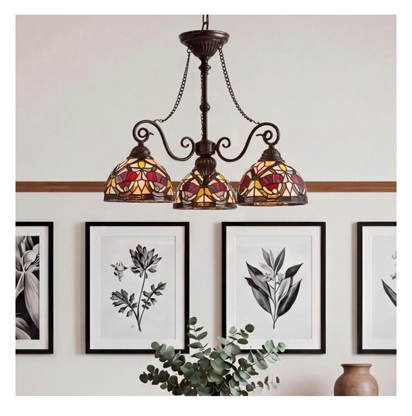 Quoizel QZ-LARISSA-3P-CH - Lampadario a catena in stile Tiffany LARISSA 3xE27/60W/230V