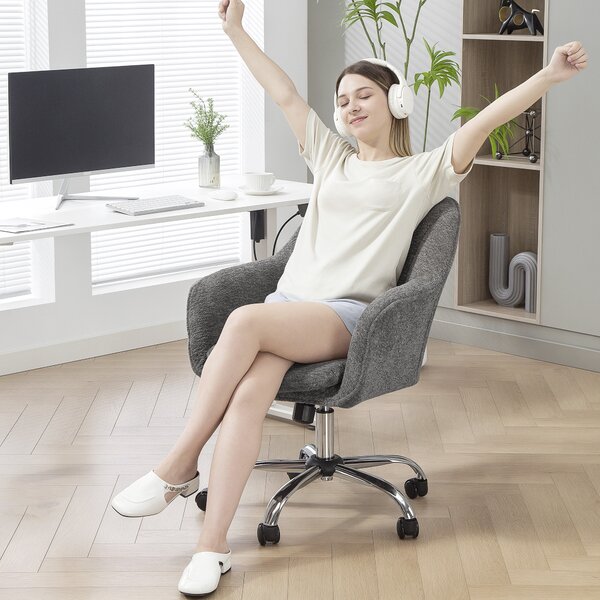 HOMCOM Sedia da ufficio, poltrona da ufficio ergonomica con altezza regolabile, seduta girevole, funzione dondolo, grigio | Aosom Italy