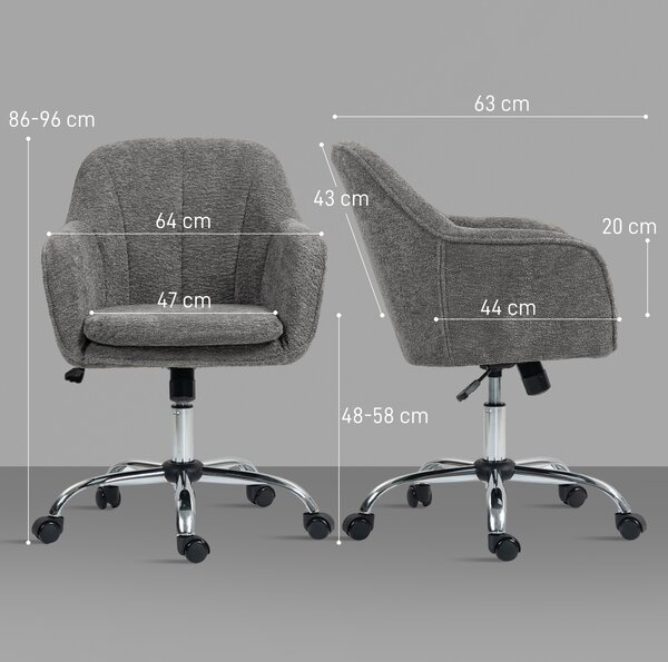 HOMCOM Sedia da ufficio, poltrona da ufficio ergonomica con altezza regolabile, seduta girevole, funzione dondolo, grigio | Aosom Italy